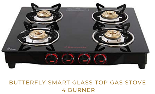 Butterfly Smart Glass Top Gas Stove 4 Burner