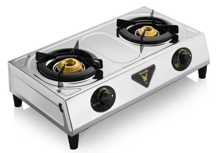 butterfly grand 2 burner glass gas stove