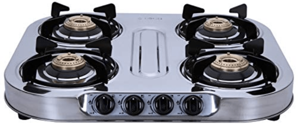Elica 4 Burner Stainless Steel Gas Stove (INOX 604 SS) (Heavy Duty Stainless Steel Gas Stove)