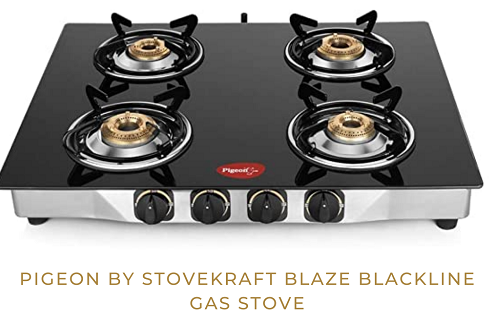 Pigeon by Stovekraft Favourite Blackline Smart Glass Top 4 Burner Gas Stove