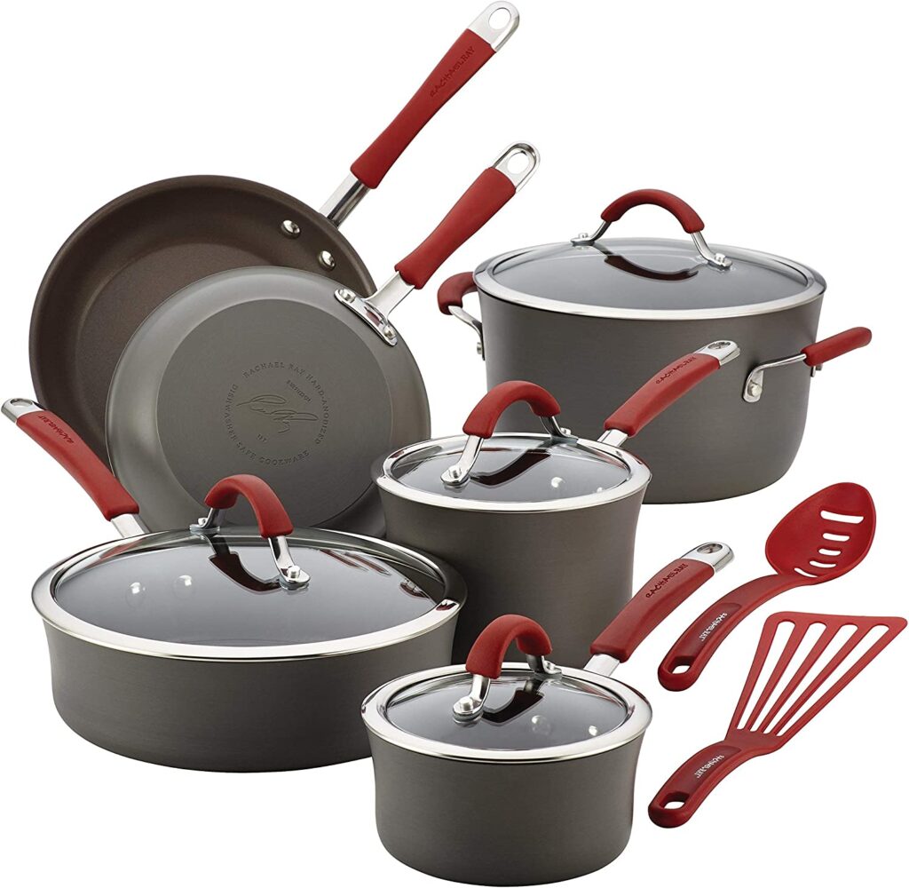 3. Rachael Ray - 87630 Rachael Ray Cucina Hard Anodized Nonstick Cookware Pots and Pans (best non stick cookware for gas stove)